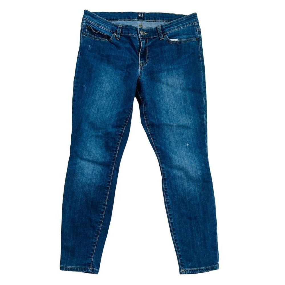 Women's Gap Skinny Jeans Legging Dark Wash Stretch Distressed Size 31 / 10